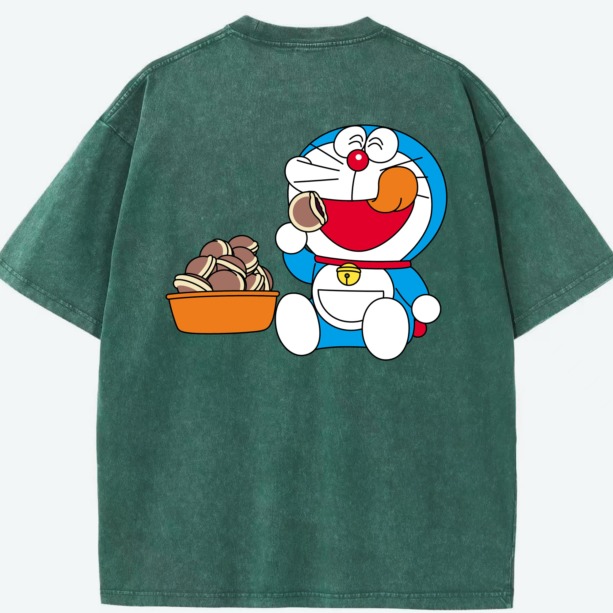 （画像用） ドラえもん Doraemon 綿100% ヴィンテージ風 半袖Tシャツ（背面プリント）